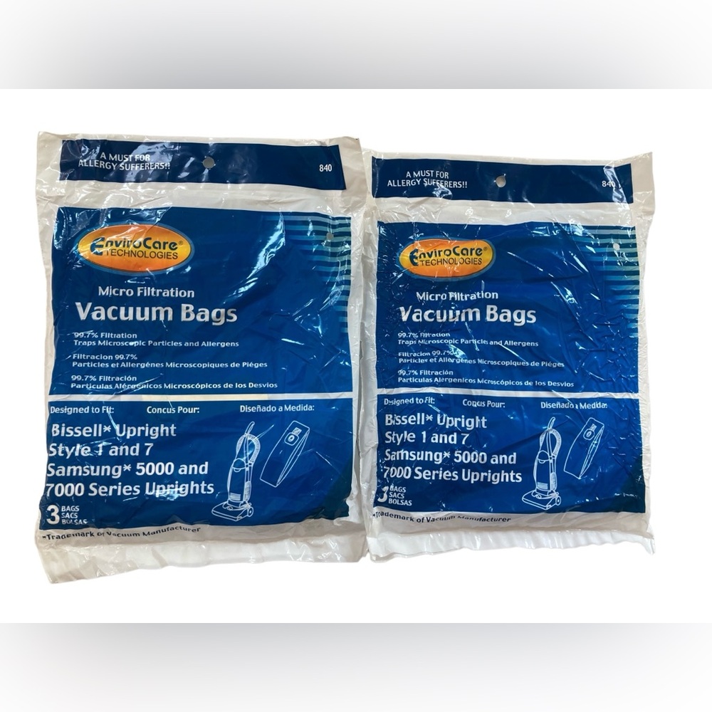 6 Vacuum Bags Enviro Care Bissell Uprights Style 1 & 7 Samsung 5000 & 7000 NOS